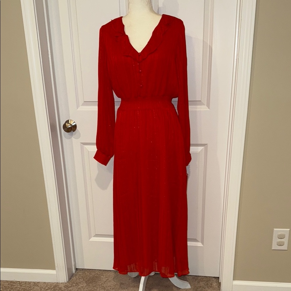 Nanette Lepore Vibrant Fire Orange Long Sleeve Dress